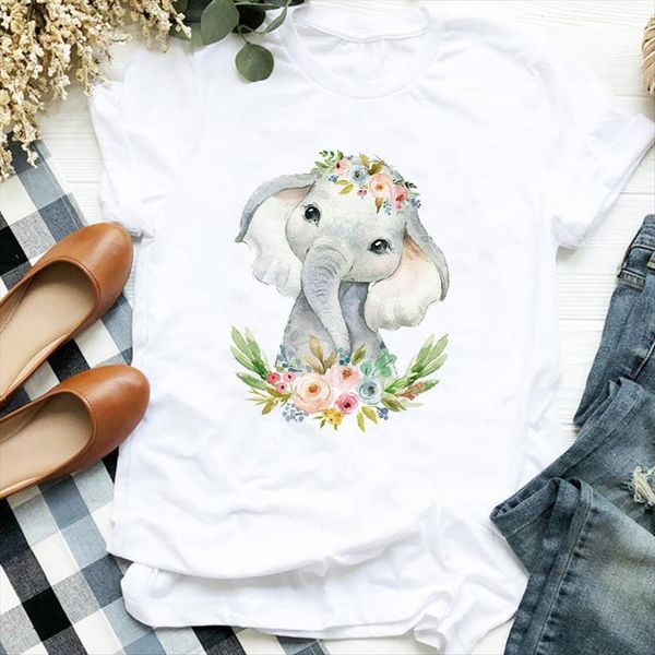 cartoon floral elephant cute 90s womens trend fashion print clothes female t tee, White
cartoon floral elephant cute 90s womens trend fashion print clothes female t tee, White