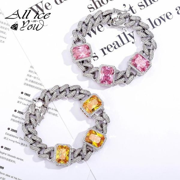 alliceonyou new large square iced out cubic zirconia 13mm cuban chain bracelet hip hop fashion jewelry for women gift, Golden;silver
alliceonyou new large square iced out cubic zirconia 13mm cuban chain bracelet hip hop fashion jewelry for women gift, Golden;silver