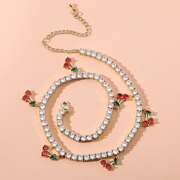 new fashion iced out small cherry pendant tennis chain choker women's necklace with 3.5inch tail chain charm hip hop jewelry for gift, Silver
new fashion iced out small cherry pendant tennis chain choker women's necklace with 3.5inch tail chain charm hip hop jewelry for gift, Silver