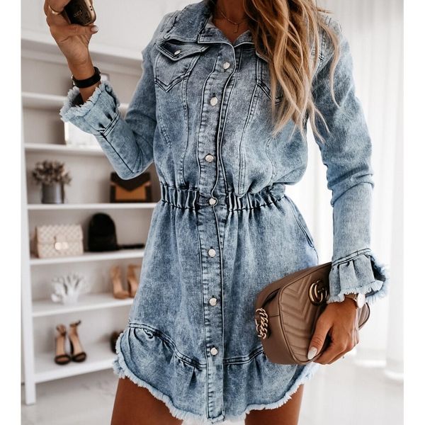 wepbel long sleeve women denim dress solid color elastic plus size mini dresses fashion white/grey high waist denim dress, Black;gray
wepbel long sleeve women denim dress solid color elastic plus size mini dresses fashion white/grey high waist denim dress, Black;gray