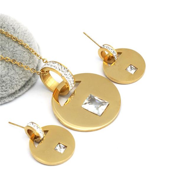 earrings & necklace fashion zircon gold color earings sets for women stainless steel jewelry, Silver
earrings & necklace fashion zircon gold color earings sets for women stainless steel jewelry, Silver