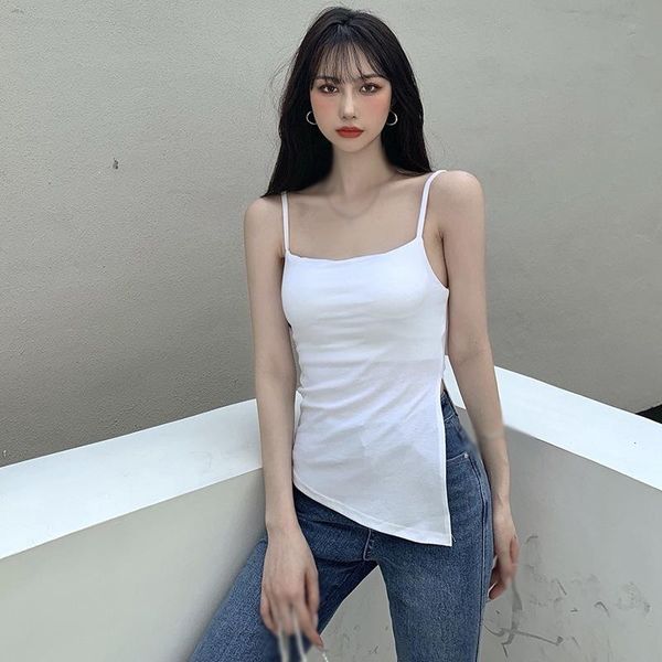 women's tanks & camis jlong women summer slim tank strap female crop top, White
