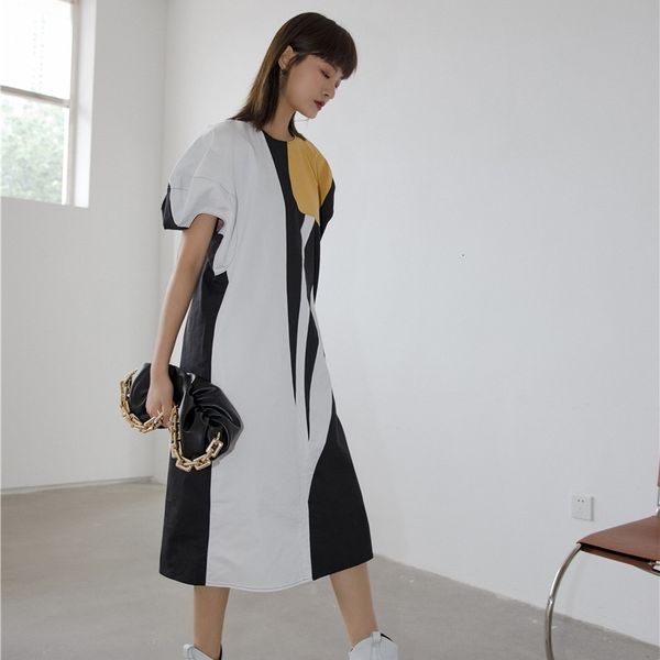 casual dresses tulip color block straight long women short sleeve summer puff midi fashion designer clothing vbak, Black;gray
casual dresses tulip color block straight long women short sleeve summer puff midi fashion designer clothing vbak, Black;gray