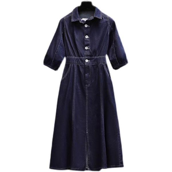 casual dresses plus size women's denim dress autumn fashion three-quarter sleeve with buttons, Black;gray
casual dresses plus size women's denim dress autumn fashion three-quarter sleeve with buttons, Black;gray