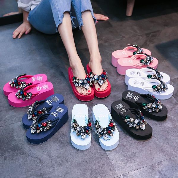 slippers 6cm high heel women's beach holiday sandals, rhinestone wild non-slip shoes women house 2021, Black
slippers 6cm high heel women's beach holiday sandals, rhinestone wild non-slip shoes women house 2021, Black
