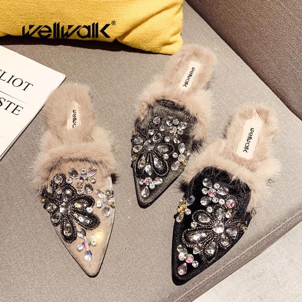 slippers chic fur slides women furry mule shoes rhinestone string bead fashion loafers slip on ladies winter home party office lady, Black
slippers chic fur slides women furry mule shoes rhinestone string bead fashion loafers slip on ladies winter home party office lady, Black