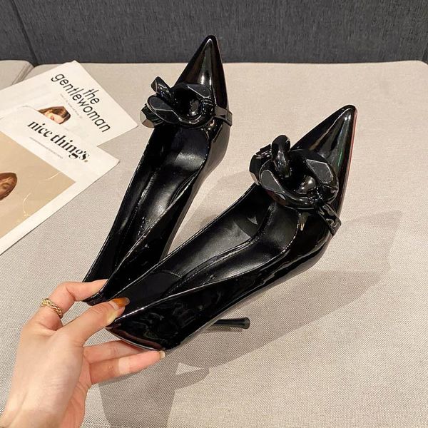 sandals brand patent leather women high heels metal buckle business party dress shoes thin heel pumps zapatillas, Black
sandals brand patent leather women high heels metal buckle business party dress shoes thin heel pumps zapatillas, Black