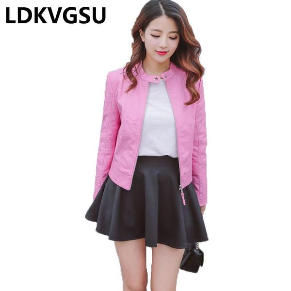 women's leather & faux 2021 autumn winter female short pu coat stand collar fashion locomotive jacket pink black is665
women's leather & faux 2021 autumn winter female short pu coat stand collar fashion locomotive jacket pink black is665