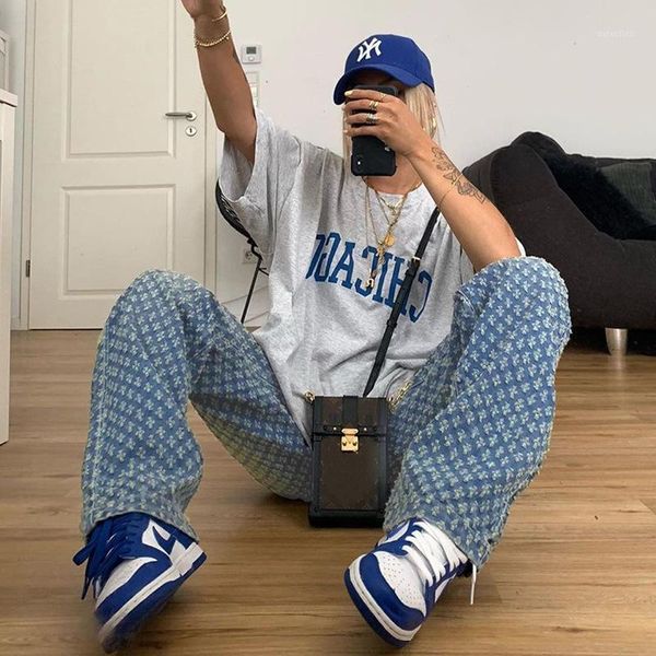 women denim pants high-waist trousers ripped party dance club loose straight jeans bottoms 90s streetwear vintage clothes women's, Blue
women denim pants high-waist trousers ripped party dance club loose straight jeans bottoms 90s streetwear vintage clothes women's, Blue