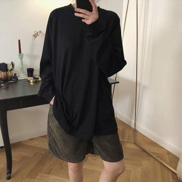 spring and autumn women's casual solid color round neck long sleeve loose t-shirt, White
spring and autumn women's casual solid color round neck long sleeve loose t-shirt, White