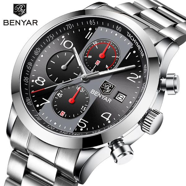 wristwatches benyar brand genuine men's watches fashion multifunctional sports waterproof quartz watch automatic calendar, Slivery;brown
wristwatches benyar brand genuine men's watches fashion multifunctional sports waterproof quartz watch automatic calendar, Slivery;brown