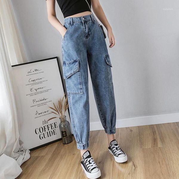 mom jeans woman vintage streetwear high waist ankle banded denim pants harem cargo mujer women's, Blue
mom jeans woman vintage streetwear high waist ankle banded denim pants harem cargo mujer women's, Blue