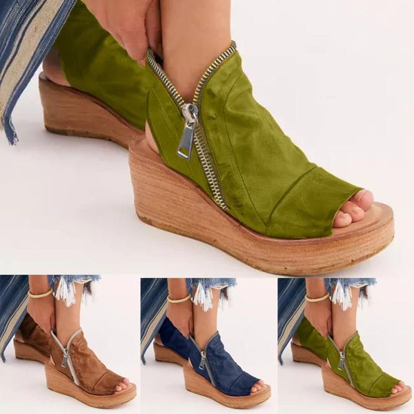 sandals women wedge peep toe thick bottom female shoes solid color zipper casual platform lady 2021 chaussure femme, Black
sandals women wedge peep toe thick bottom female shoes solid color zipper casual platform lady 2021 chaussure femme, Black