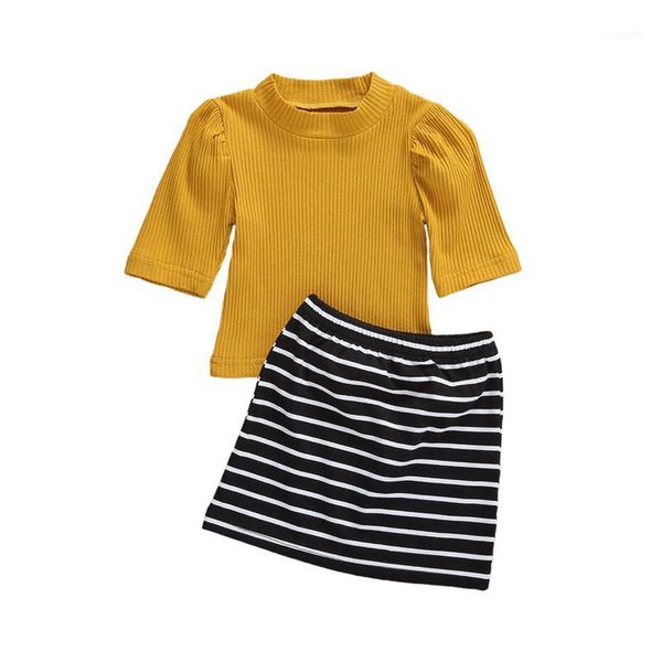 clothing sets summer little girls outfits 2 pcs set knitted short sleeve t-shirt + striped skirt 6m-5y1, White
clothing sets summer little girls outfits 2 pcs set knitted short sleeve t-shirt + striped skirt 6m-5y1, White