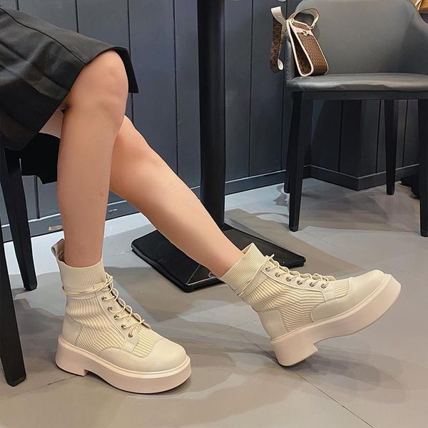 boots short women knit ankle platform shoes ladies genuine leather autumn fashion elasticity casual round toe, Black
boots short women knit ankle platform shoes ladies genuine leather autumn fashion elasticity casual round toe, Black