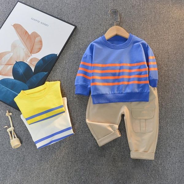 clothing sets 2pcs/set baby spring boys' cotton striped round neck long-sleeved sweater + trousers fashion suit childrens boys clothes, White
clothing sets 2pcs/set baby spring boys' cotton striped round neck long-sleeved sweater + trousers fashion suit childrens boys clothes, White
