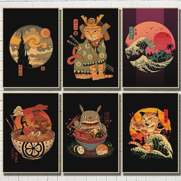 paintings wtq retro poster japanese samurai cat ramen animal posters wall decor anime art picture room home
paintings wtq retro poster japanese samurai cat ramen animal posters wall decor anime art picture room home