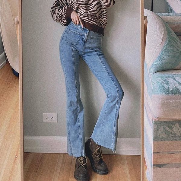vintage high waist flare pants women elegant skinny bell bottom jeans summer basic blue pocket denim trousers 2021, Black;white 
vintage high waist flare pants women elegant skinny bell bottom jeans summer basic blue pocket denim trousers 2021, Black;white