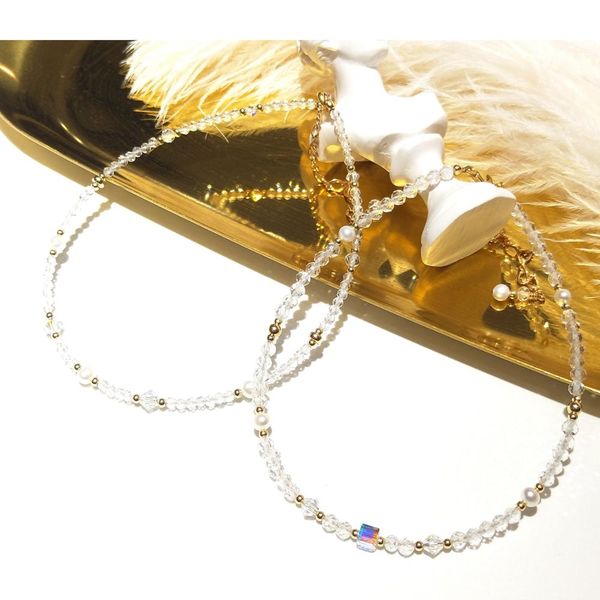 lii ji 2mm 3mm clear quartz freshwater pearl austrian crystal sparkling anklet american 14k gold filled 24+5cm, Red;blue
lii ji 2mm 3mm clear quartz freshwater pearl austrian crystal sparkling anklet american 14k gold filled 24+5cm, Red;blue