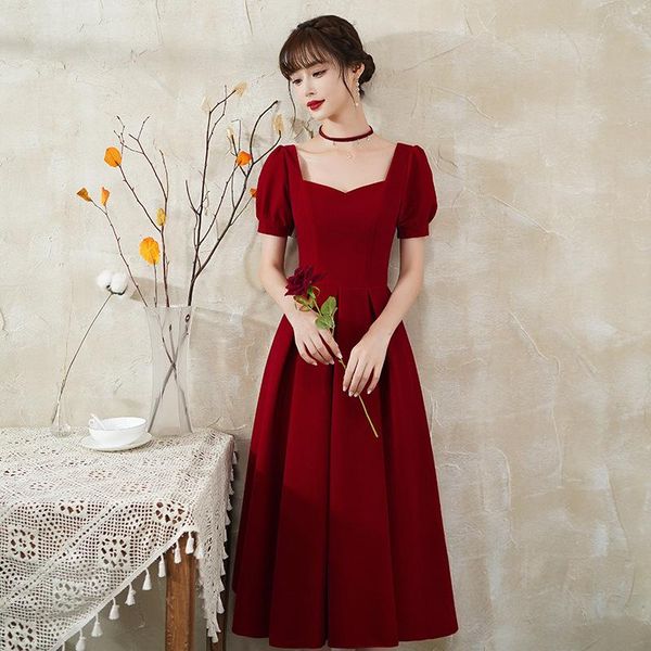 ethnic clothing puff sleeve women cheongsam sweetheart neck burgundy qipao pleated long bride wedding party dress gown summer vestidos de fe, Red 
ethnic clothing puff sleeve women cheongsam sweetheart neck burgundy qipao pleated long bride wedding party dress gown summer vestidos de fe, Red