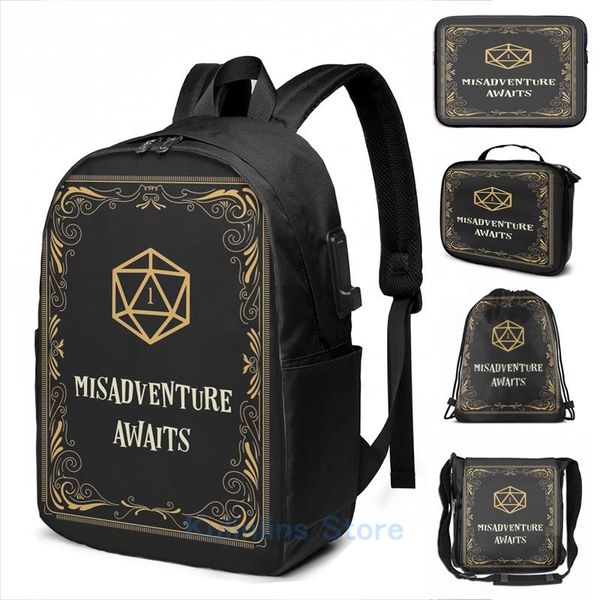 backpack funny graphic print misadventure awaits d20 dice tablerpg usb charge men school bags women bag travel laptop
backpack funny graphic print misadventure awaits d20 dice tablerpg usb charge men school bags women bag travel laptop