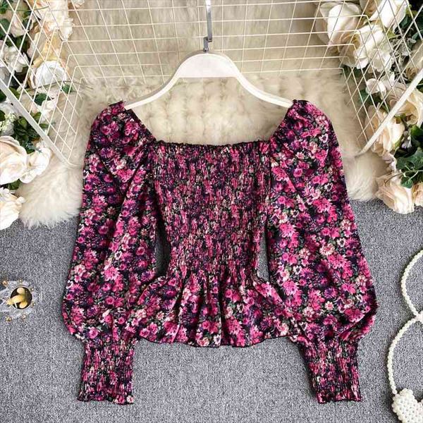 womens autumn retro blouse square collar elastic slim short puff sleeve holiday style floral shirts female blusa pl519, White
womens autumn retro blouse square collar elastic slim short puff sleeve holiday style floral shirts female blusa pl519, White