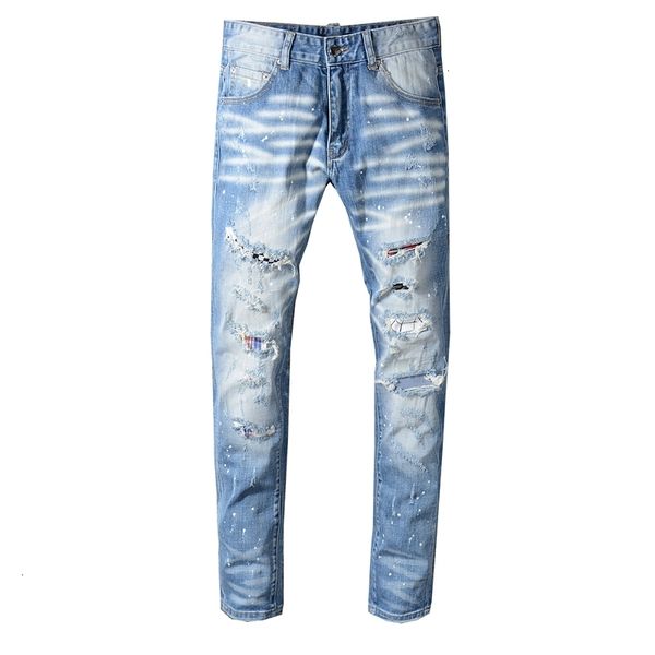 2021 men's male trousers european american street fashion slim jeans light-colored scratched holes patch beggar denim pants ibmh, Blue
2021 men's male trousers european american street fashion slim jeans light-colored scratched holes patch beggar denim pants ibmh, Blue
