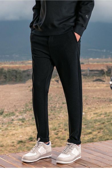 men's pants 3882 casual autumn and winter loose straight nine-point woolen trousers, Black
men's pants 3882 casual autumn and winter loose straight nine-point woolen trousers, Black