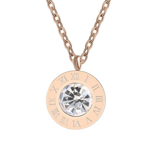 korean titanium steel plated rose gold roman set zircon women's necklace round pendant clavicle chain, Black
korean titanium steel plated rose gold roman set zircon women's necklace round pendant clavicle chain, Black