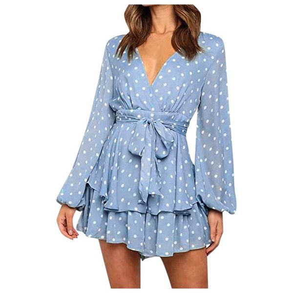 casual dresses polka dot wave point print sundress women's temperament v-neck long sleeve beach dress sweet girls holiday vestidos, Black;gray 
casual dresses polka dot wave point print sundress women's temperament v-neck long sleeve beach dress sweet girls holiday vestidos, Black;gray