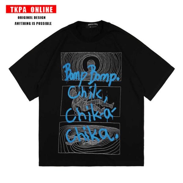 tkpa spring and summer dark wind funeral alphabet hand drawn lines high street vibe loose short sleeve t-shirt for men and women, White;black
tkpa spring and summer dark wind funeral alphabet hand drawn lines high street vibe loose short sleeve t-shirt for men and women, White;black