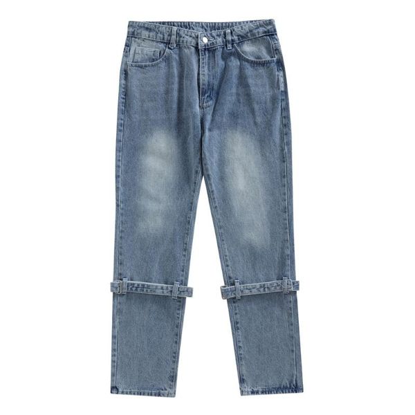 men's jeans eukaaru strap streetwear men denim high street fashion baggy mens loose straight casual hip hop pants, Blue
men's jeans eukaaru strap streetwear men denim high street fashion baggy mens loose straight casual hip hop pants, Blue