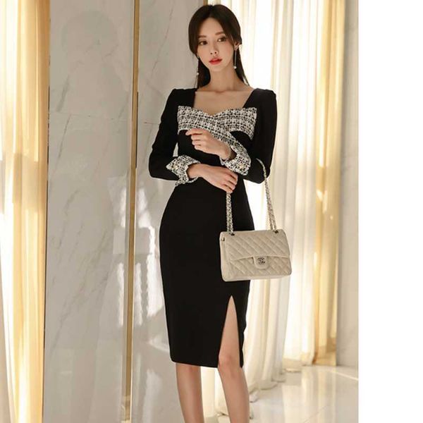 spring square neck long sleeve color patchwork black bodycon pencil dress women's office ol work vestidos 210529, Black;gray
spring square neck long sleeve color patchwork black bodycon pencil dress women's office ol work vestidos 210529, Black;gray