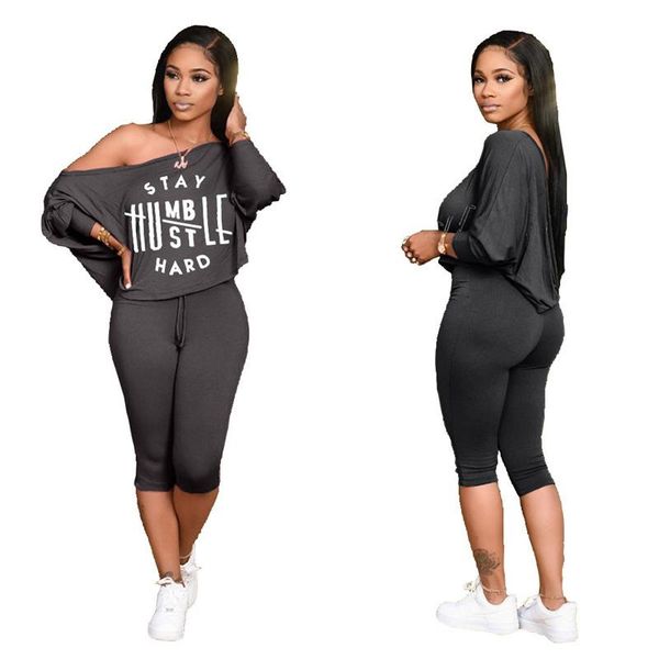 women's tracksuits simple pure color o neck short sleeve letter print bro and pants 2 pieces set tight club, Gray
women's tracksuits simple pure color o neck short sleeve letter print bro and pants 2 pieces set tight club, Gray