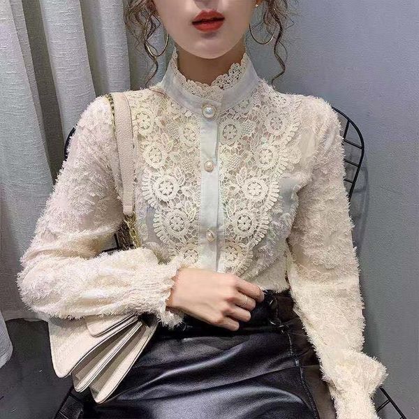 elegant for women spring autumn lace stand-up collar hollow out blouses female long sleeve loose button bottomed shirt 210225, White
elegant for women spring autumn lace stand-up collar hollow out blouses female long sleeve loose button bottomed shirt 210225, White