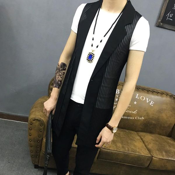 men's vests m~4xl 2021 plus size korean slim hair stylist vest sleeveless mesh hollow trend in the long waistcoat costumes, Black;white
men's vests m~4xl 2021 plus size korean slim hair stylist vest sleeveless mesh hollow trend in the long waistcoat costumes, Black;white