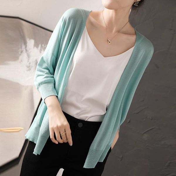women's knits & tees 100% tencel knitted cardigan women 2021 summer wild ultrathin female loose fashion v-neck short sleeve high-grade, White
women's knits & tees 100% tencel knitted cardigan women 2021 summer wild ultrathin female loose fashion v-neck short sleeve high-grade, White