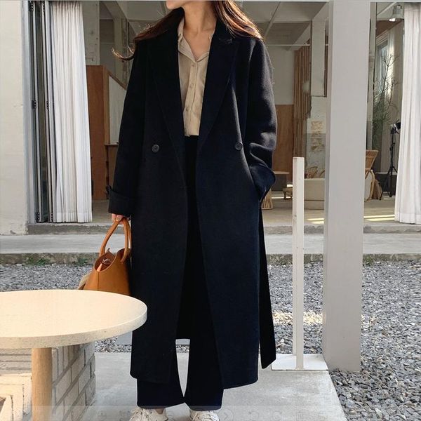 women's wool & blends autumn 100% coat women casaul long fashion coats korean style double breasted outerwear woman clothes manteau fem, Black
women's wool & blends autumn 100% coat women casaul long fashion coats korean style double breasted outerwear woman clothes manteau fem, Black