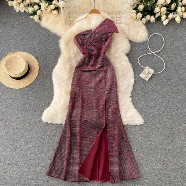 casual dresses singreiny chic elegant mermaid dress female one shoulder diagonal collar party summer sleeveless split long, Black;gray
casual dresses singreiny chic elegant mermaid dress female one shoulder diagonal collar party summer sleeveless split long, Black;gray