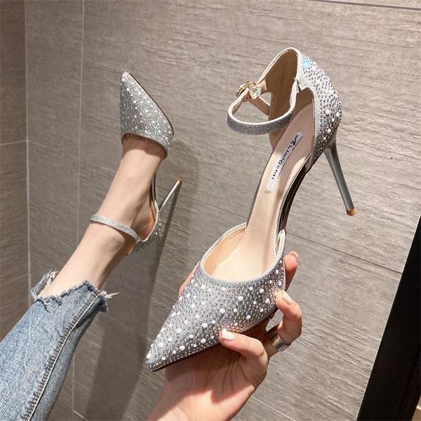 dress shoes net red versatile rhinestone hollow baotou single french high heels women's thin gold silver in spring 2021, Black
dress shoes net red versatile rhinestone hollow baotou single french high heels women's thin gold silver in spring 2021, Black