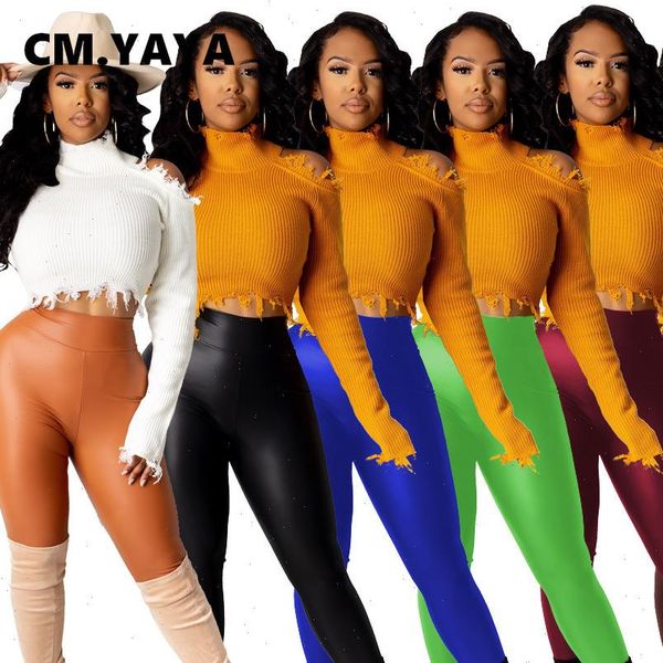 cm.yaya autumn winter streetwear women pant faux leather trousers street high waist activewear pu legging sweatpants, Black;white
cm.yaya autumn winter streetwear women pant faux leather trousers street high waist activewear pu legging sweatpants, Black;white