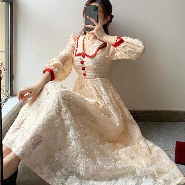 casual dresses sweet vintage dress women elegant evening party female button french fairy long sleeve one piece korean 2021 spring, Black;gray
casual dresses sweet vintage dress women elegant evening party female button french fairy long sleeve one piece korean 2021 spring, Black;gray