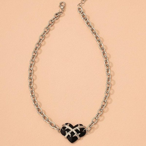 pendant necklaces ins gothic punk hip-hop rhodium chunky chain black heart choker geometric trendy korean fashion party jewelry, Silver
pendant necklaces ins gothic punk hip-hop rhodium chunky chain black heart choker geometric trendy korean fashion party jewelry, Silver