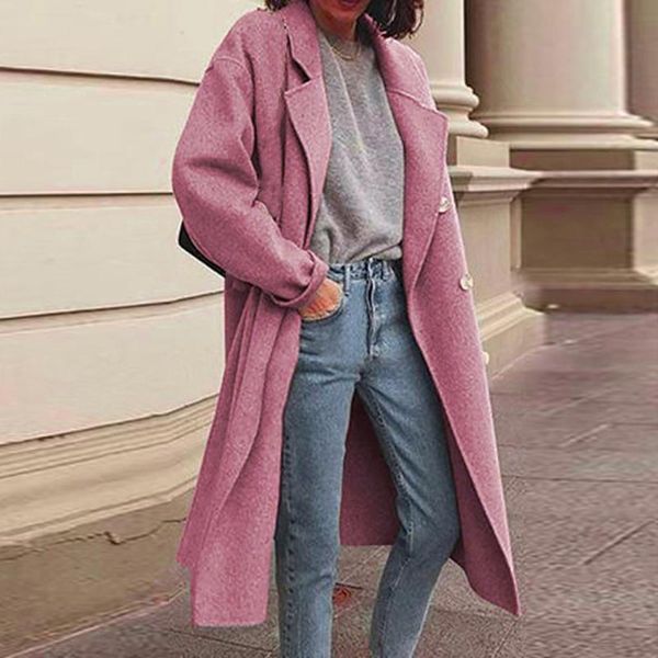 women's wool & blends winter coats for women warm breasted faux trench woolen jackets lapel slim long overcoat outwear females, Black
women's wool & blends winter coats for women warm breasted faux trench woolen jackets lapel slim long overcoat outwear females, Black