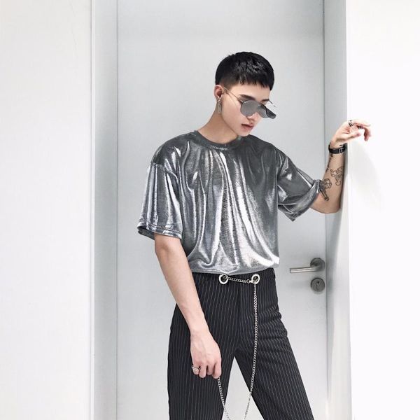 men's t-shirts 208 homemade bright silver silk reflective knitted short sleeve t for men and women xxs-xlsinger's costume, White;black
men's t-shirts 208 homemade bright silver silk reflective knitted short sleeve t for men and women xxs-xlsinger's costume, White;black