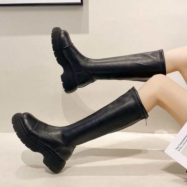 boots brand design female platform square heel med knee-high zipper comfy rain elegant woman shoes, Black
boots brand design female platform square heel med knee-high zipper comfy rain elegant woman shoes, Black