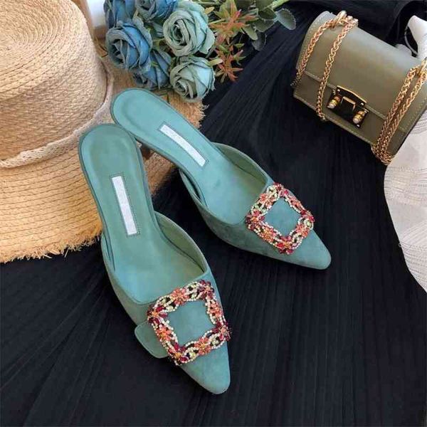 80% off shoes summer shoes women leisure slippers kid suede genuine leather med heels crystal zapatos de mujer, Black
80% off shoes summer shoes women leisure slippers kid suede genuine leather med heels crystal zapatos de mujer, Black