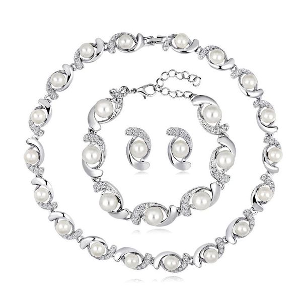 earrings & necklace simulated pearl simple style costume bridal wedding jewelry sets bracelet for women jewelery set, Silver
earrings & necklace simulated pearl simple style costume bridal wedding jewelry sets bracelet for women jewelery set, Silver