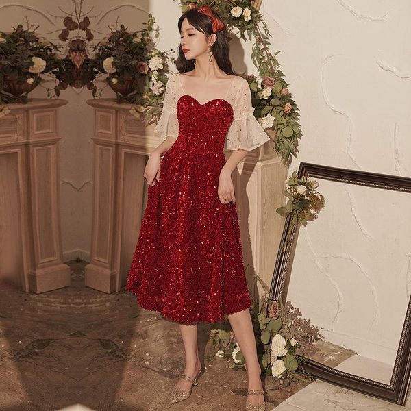 ethnic clothing sweetheart collar lady dress elegant flare sleeve bling sequins cheongsam luxury burgundy mid length evening party qipa, Red
ethnic clothing sweetheart collar lady dress elegant flare sleeve bling sequins cheongsam luxury burgundy mid length evening party qipa, Red