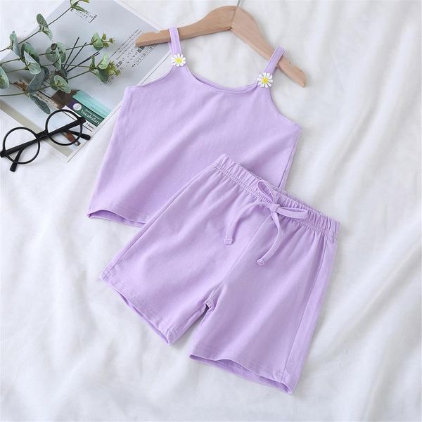 clothing sets 2pcs children summer outfits, solid color sleeveless tank with flower decoration + elastic waist shorts for girls, White
clothing sets 2pcs children summer outfits, solid color sleeveless tank with flower decoration + elastic waist shorts for girls, White